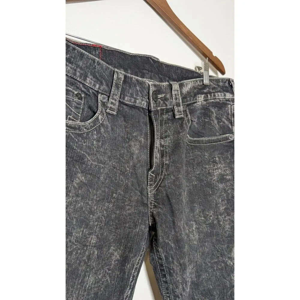 True Religion Black Section Skinny Old Multi Jeans 34 Y2K Grunge Acid Wash